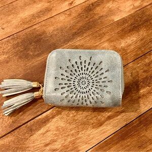 Elegant Gray Women's Wallet with Tassel Accents